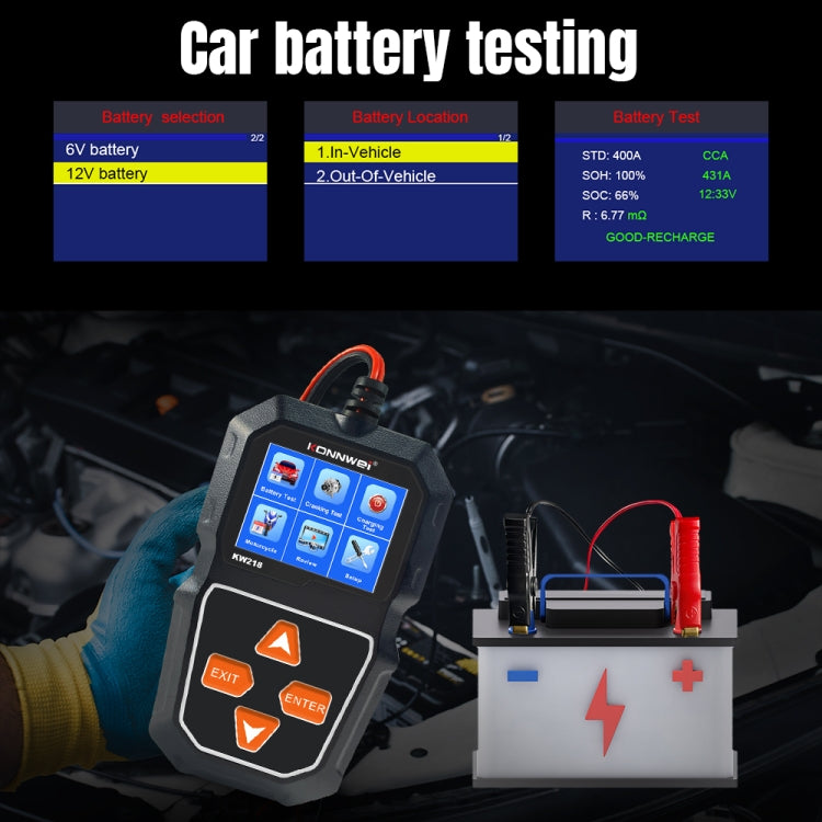 KONNWEI KW218 2.4 inch Color Screen Car Battery Tester, KW218