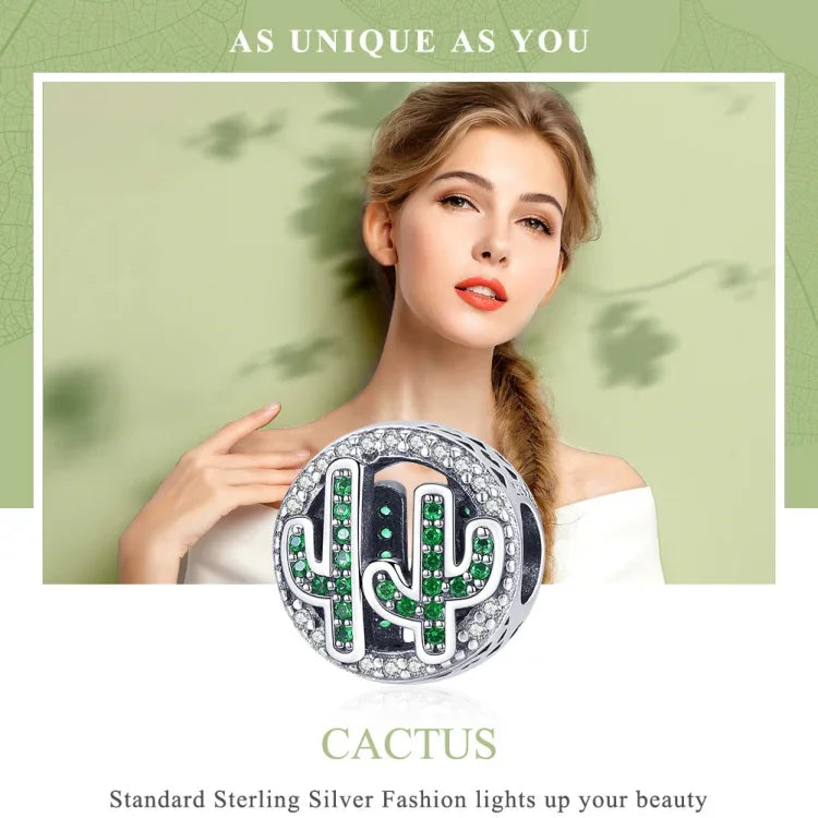 Pendentif Cactus Vigor en Argent Sterling S925 Perles Accessoires DIY pour Bracelet Collier
