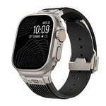 Vertical Texture Titanium Buckle Elastic Silicone Watch Band, For Apple Watch Series 10 46mm, For Apple Watch Series 10 42mm, For Apple Watch SE 2023 44mm, For Apple Watch Ultra 2 49mm, For Apple Watch Series 9 45mm, For Apple Watch Ultra 49mm         ...
