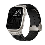 Vertical Texture Titanium Buckle Elastic Silicone Watch Band, For Apple Watch Series 10 46mm, For Apple Watch Series 10 42mm, For Apple Watch SE 2023 44mm, For Apple Watch Ultra 2 49mm, For Apple Watch Series 9 45mm, For Apple Watch Ultra 49mm         ...