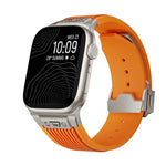 Bracelet de montre en silicone élastique avec boucle en titane texturée verticale