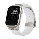 Bracelet de montre en silicone élastique avec boucle en titane texturée verticale