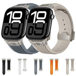 Bracelet de montre en silicone élastique avec boucle en titane texturée verticale