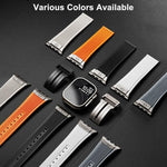 Bracelet de montre en silicone élastique avec boucle en titane texturée verticale