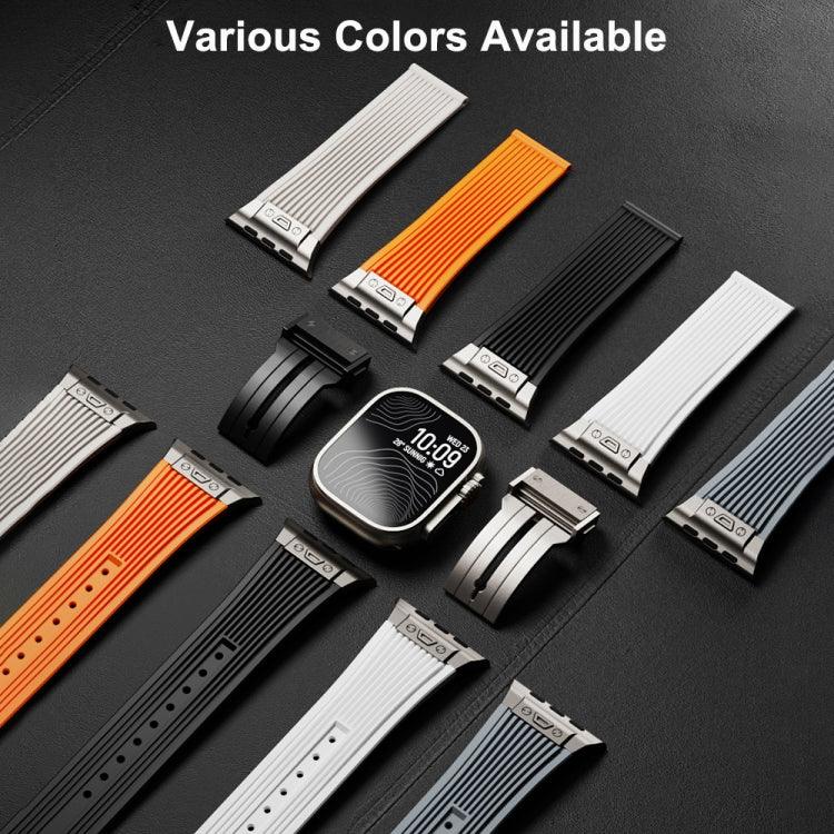 Bracelet de montre en silicone élastique avec boucle en titane texturée verticale