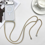 Coque de téléphone MagSafe magnétique PC + TPU avec lanière, Pour iPhone Air, Pour iPhone 16 Pro Max, Pour iPhone 16 Pro, Pour iPhone 16 Plus