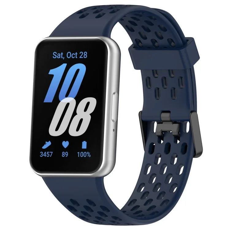 Hole Style Dual Buckle Silicone Watch Band, For Samsung Galaxy Fit 3