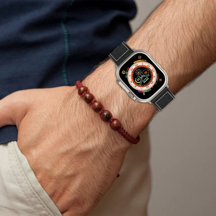 Ordinary Buckle Hybrid Nylon Braid Silicone Watch Band, For Apple Watch 42mm, For Apple Watch 38mm