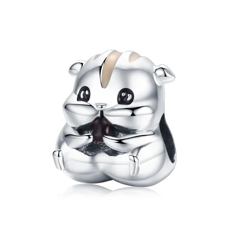 Perles Petit Hamster en Argent Sterling S925 Accessoires DIY pour Bracelet Collier