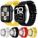 ZGA Ocean Silicone Watch Band, For Apple Watch Series 10 46mm, For Apple Watch Series 10 42mm, For Apple Watch SE 2023 44mm, For Apple Watch Ultra 2 49mm, For Apple Watch Series 9 45mm, For Apple Watch Ultra 49mm, For Apple Watch Series 8 45mm         ...