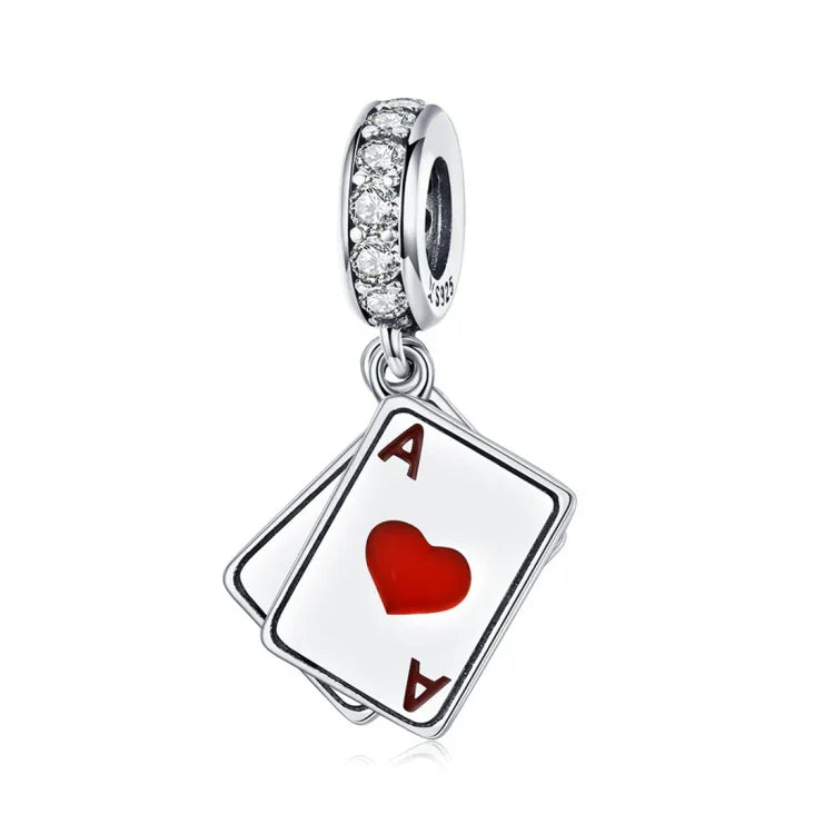 Pendentif Cœur Rouge A en Argent Sterling S925 Accessoires DIY pour Bracelet Collier