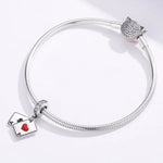 Pendentif Cœur Rouge A en Argent Sterling S925 Accessoires DIY pour Bracelet Collier