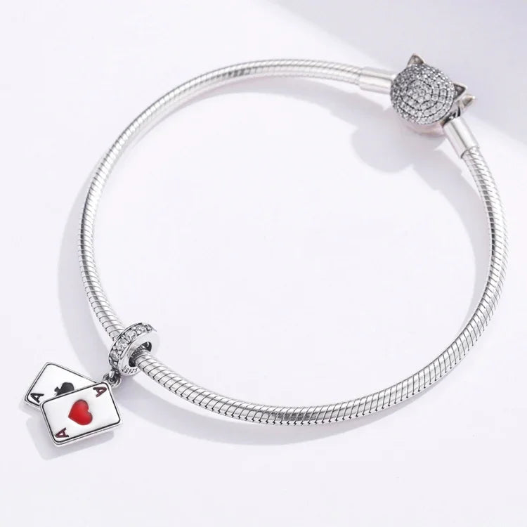 Pendentif Cœur Rouge A en Argent Sterling S925 Accessoires DIY pour Bracelet Collier