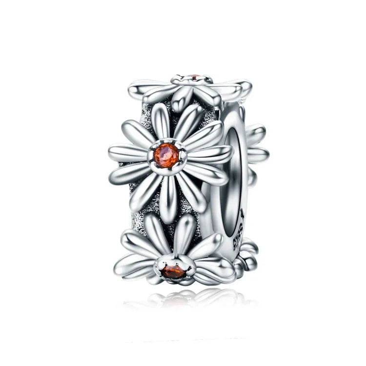 Perles Couronne de Marguerite en Argent Sterling S925 Accessoires DIY pour Bracelet Collier