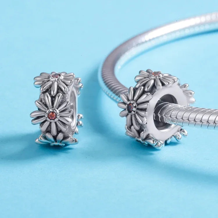 Perles Couronne de Marguerite en Argent Sterling S925 Accessoires DIY pour Bracelet Collier