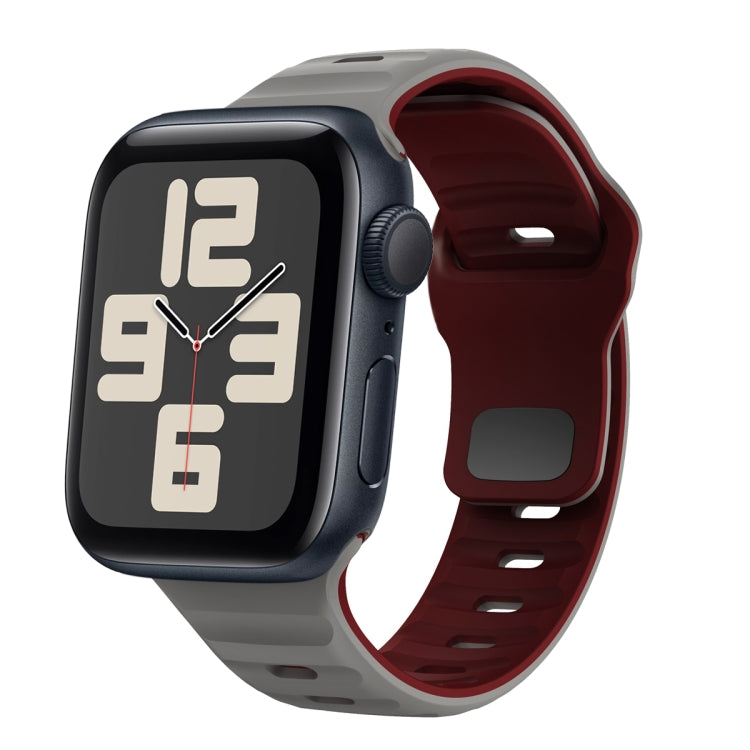 Bracelet de montre en silicone à boucle inversée texture vague, pour Apple Watch Series 10 46mm, pour Apple Watch Series 10 42mm, pour Apple Watch SE 2023 44mm, pour Apple Watch SE 2023 40mm