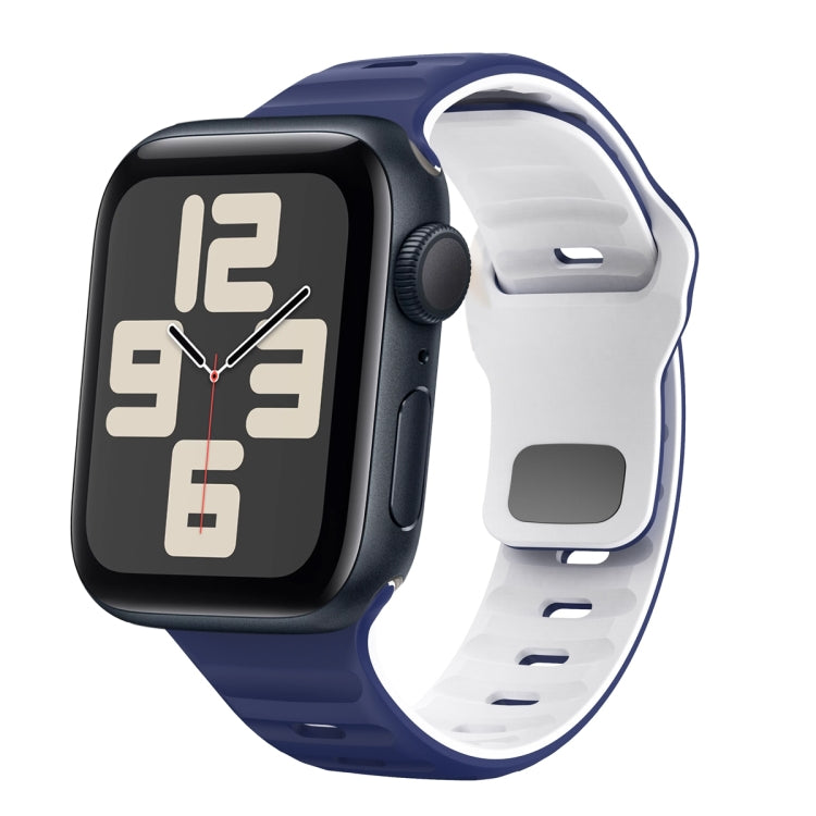 Bracelet de montre en silicone à boucle inversée texture vague, pour Apple Watch Series 10 46mm, pour Apple Watch Series 10 42mm, pour Apple Watch SE 2023 44mm, pour Apple Watch SE 2023 40mm