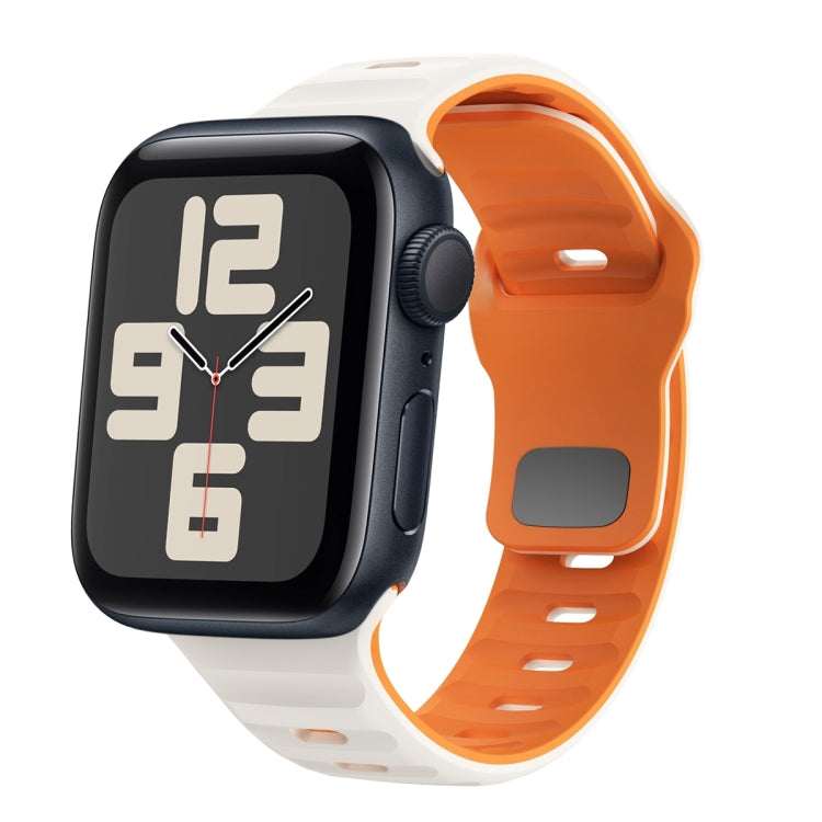 Bracelet de montre en silicone à boucle inversée texture vague, pour Apple Watch Series 10 46mm, pour Apple Watch Series 10 42mm, pour Apple Watch SE 2023 44mm, pour Apple Watch SE 2023 40mm