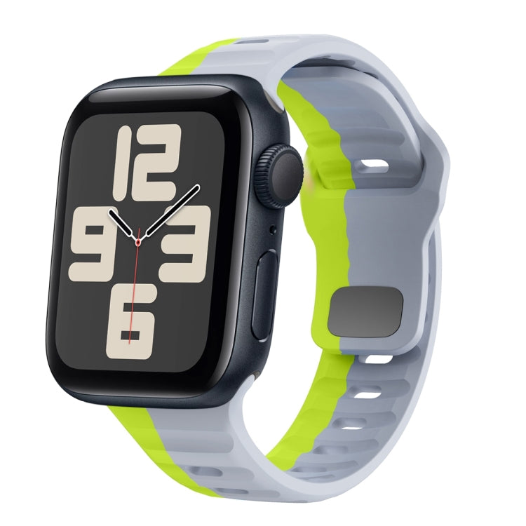 Bracelet de montre en silicone à boucle inversée texture vague, pour Apple Watch Series 10 46mm, pour Apple Watch Series 10 42mm, pour Apple Watch SE 2023 44mm, pour Apple Watch SE 2023 40mm