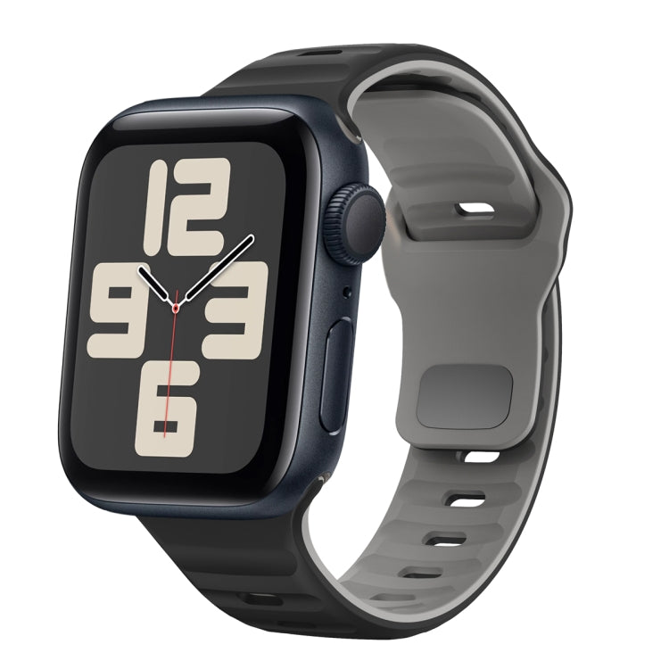 Bracelet de montre en silicone à boucle inversée texture vague, pour Apple Watch Series 10 46mm, pour Apple Watch Series 10 42mm, pour Apple Watch SE 2023 44mm, pour Apple Watch SE 2023 40mm