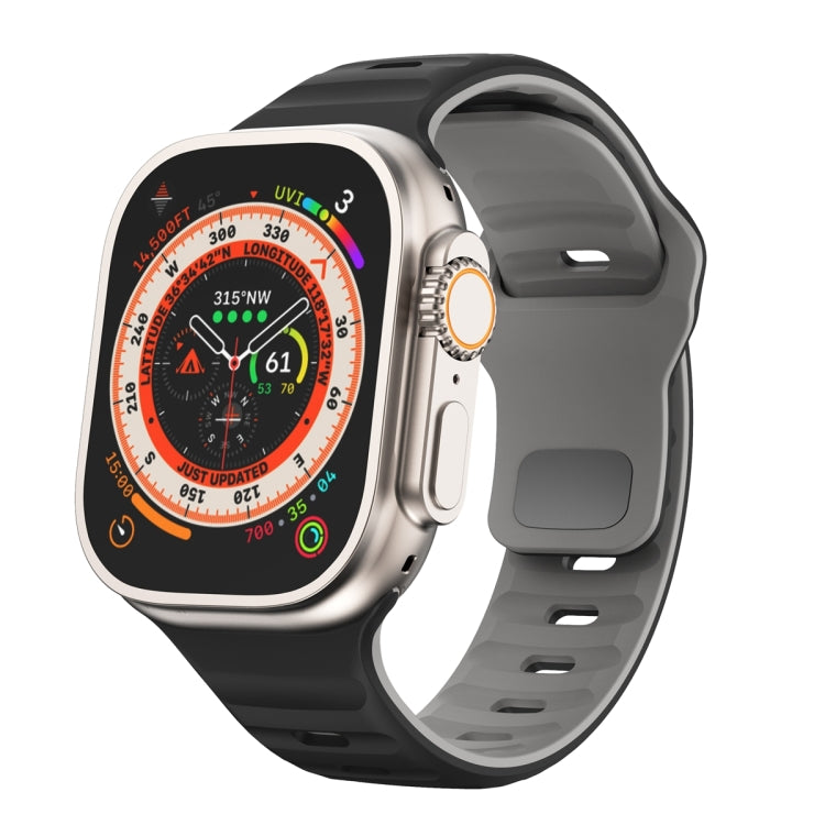 Bracelet de montre en silicone à boucle inversée texture vague, pour Apple Watch Ultra 2 49mm, pour Apple Watch Series 9 45mm, pour Apple Watch Series 9 41mm, pour Apple Watch Ultra 49mm