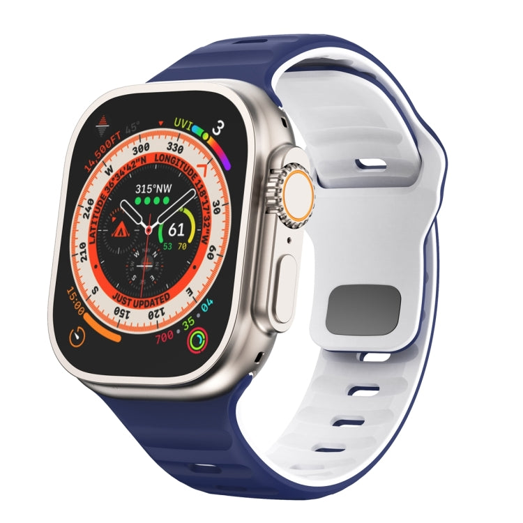 Bracelet de montre en silicone à boucle inversée texture vague, pour Apple Watch Ultra 2 49mm, pour Apple Watch Series 9 45mm, pour Apple Watch Series 9 41mm, pour Apple Watch Ultra 49mm