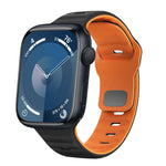 Bracelet de montre en silicone à boucle inversée texture vague, pour Apple Watch Ultra 2 49mm, pour Apple Watch Series 9 45mm, pour Apple Watch Series 9 41mm, pour Apple Watch Ultra 49mm