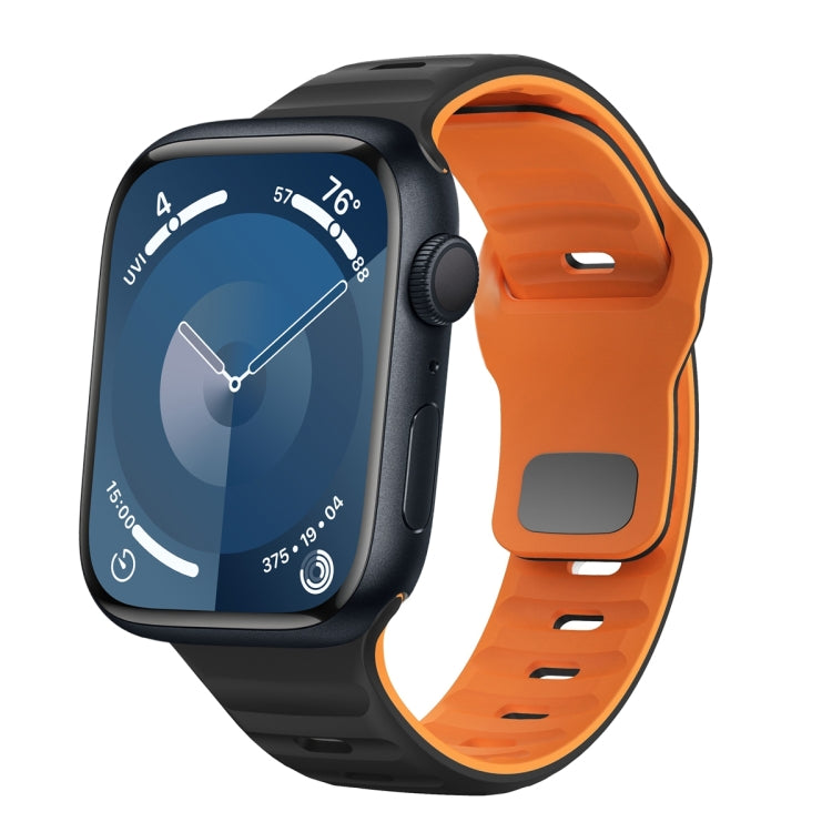 Bracelet de montre en silicone à boucle inversée texture vague, pour Apple Watch Ultra 2 49mm, pour Apple Watch Series 9 45mm, pour Apple Watch Series 9 41mm, pour Apple Watch Ultra 49mm