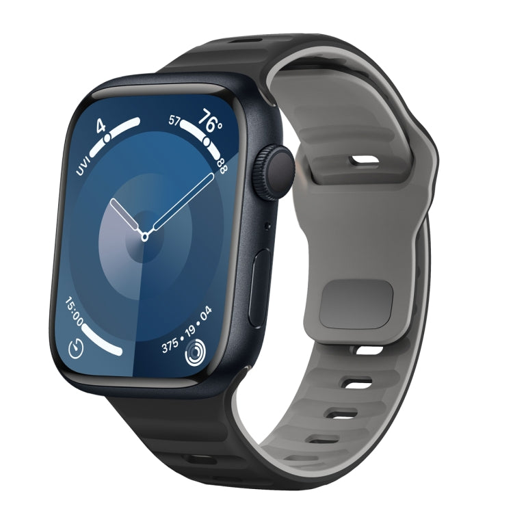Bracelet de montre en silicone à boucle inversée texture vague, pour Apple Watch Ultra 2 49mm, pour Apple Watch Series 9 45mm, pour Apple Watch Series 9 41mm, pour Apple Watch Ultra 49mm