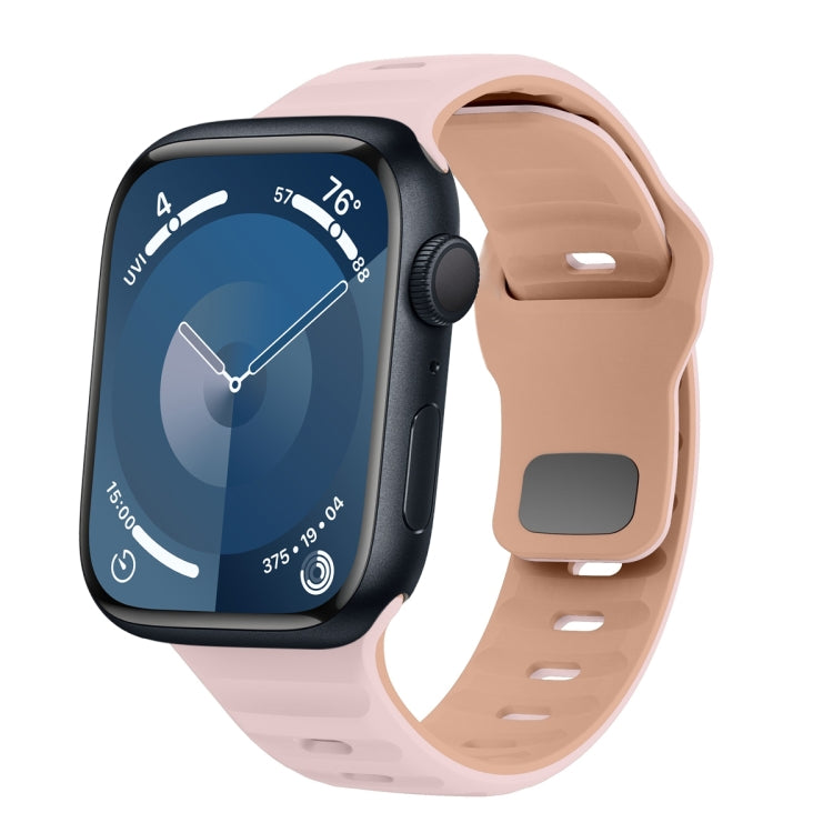 Bracelet de montre en silicone à boucle inversée texture vague, pour Apple Watch Ultra 2 49mm, pour Apple Watch Series 9 45mm, pour Apple Watch Series 9 41mm, pour Apple Watch Ultra 49mm