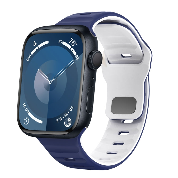 Bracelet de montre en silicone à boucle inversée texture vague, pour Apple Watch Ultra 2 49mm, pour Apple Watch Series 9 45mm, pour Apple Watch Series 9 41mm, pour Apple Watch Ultra 49mm