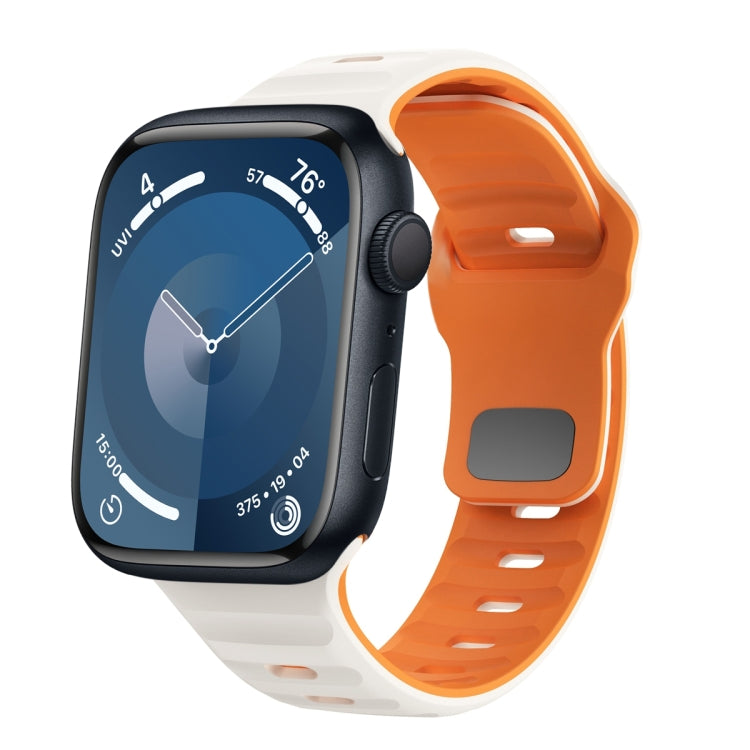 Bracelet de montre en silicone à boucle inversée texture vague, pour Apple Watch Ultra 2 49mm, pour Apple Watch Series 9 45mm, pour Apple Watch Series 9 41mm, pour Apple Watch Ultra 49mm