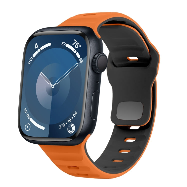 Bracelet de montre en silicone à boucle inversée texture vague, pour Apple Watch Ultra 2 49mm, pour Apple Watch Series 9 45mm, pour Apple Watch Series 9 41mm, pour Apple Watch Ultra 49mm