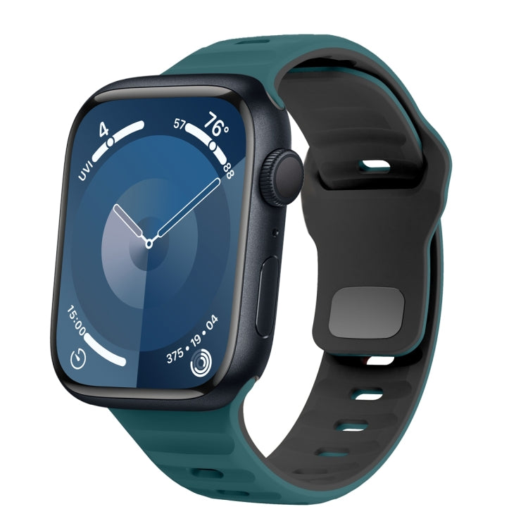Bracelet de montre en silicone à boucle inversée texture vague, pour Apple Watch Ultra 2 49mm, pour Apple Watch Series 9 45mm, pour Apple Watch Series 9 41mm, pour Apple Watch Ultra 49mm