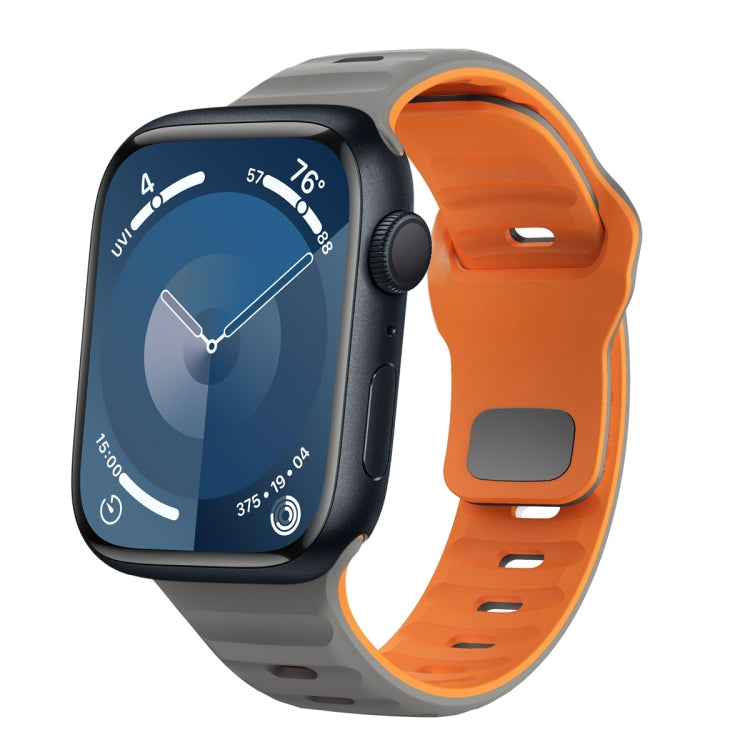Bracelet de montre en silicone à boucle inversée texture vague, pour Apple Watch Ultra 2 49mm, pour Apple Watch Series 9 45mm, pour Apple Watch Series 9 41mm, pour Apple Watch Ultra 49mm