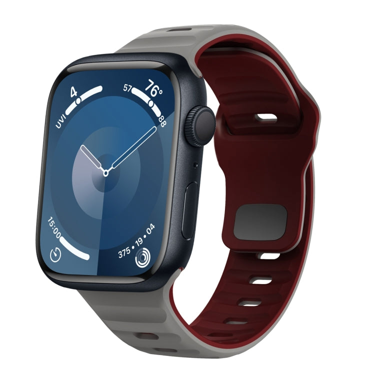 Bracelet de montre en silicone à boucle inversée texture vague, pour Apple Watch Ultra 2 49mm, pour Apple Watch Series 9 45mm, pour Apple Watch Series 9 41mm, pour Apple Watch Ultra 49mm