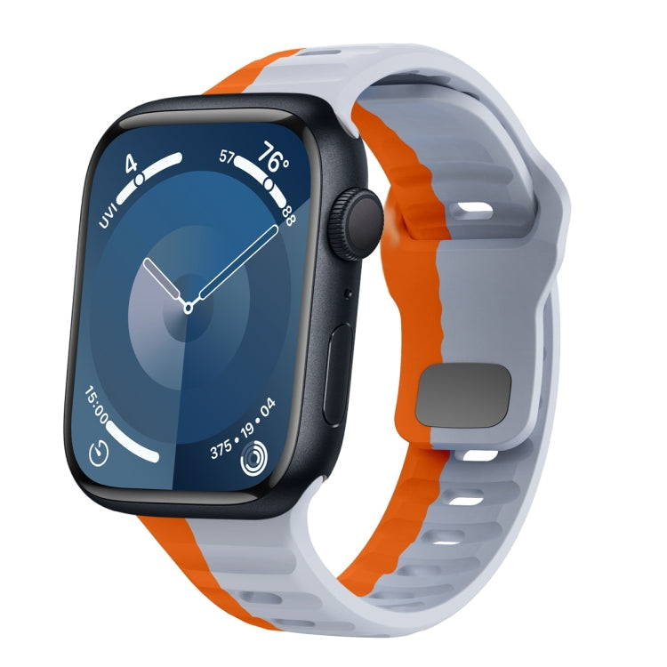 Bracelet de montre en silicone à boucle inversée texture vague, pour Apple Watch Ultra 2 49mm, pour Apple Watch Series 9 45mm, pour Apple Watch Series 9 41mm, pour Apple Watch Ultra 49mm