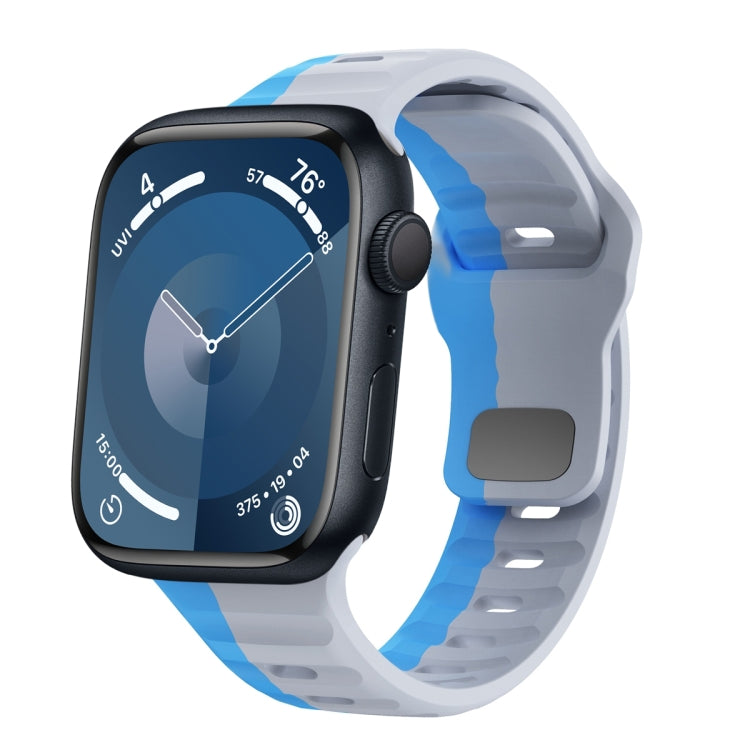 Bracelet de montre en silicone à boucle inversée texture vague, pour Apple Watch Ultra 2 49mm, pour Apple Watch Series 9 45mm, pour Apple Watch Series 9 41mm, pour Apple Watch Ultra 49mm