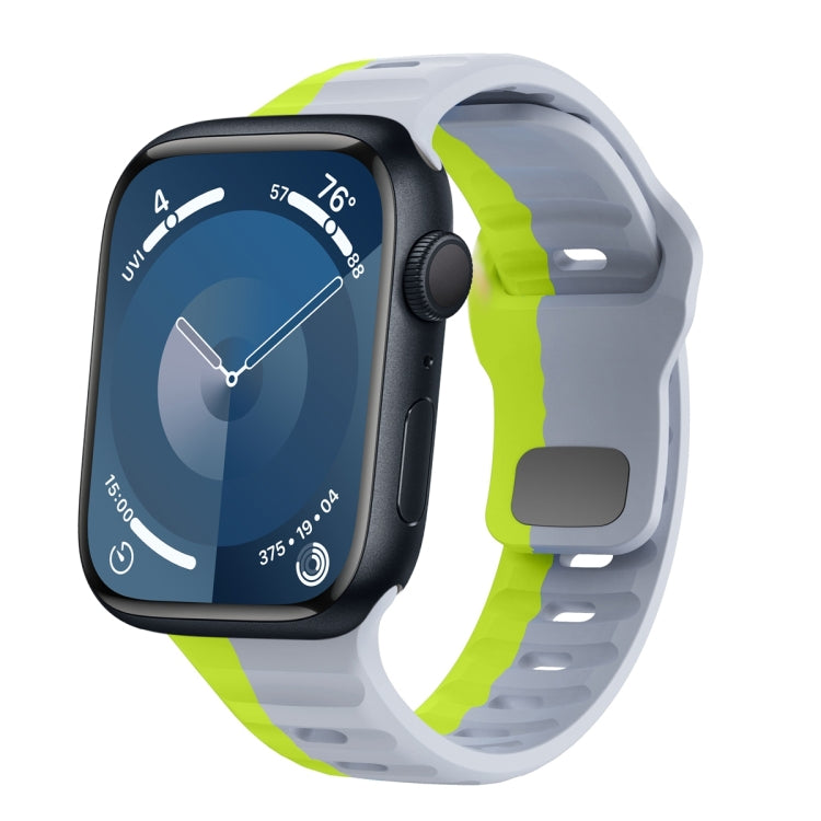 Bracelet de montre en silicone à boucle inversée texture vague, pour Apple Watch Ultra 2 49mm, pour Apple Watch Series 9 45mm, pour Apple Watch Series 9 41mm, pour Apple Watch Ultra 49mm