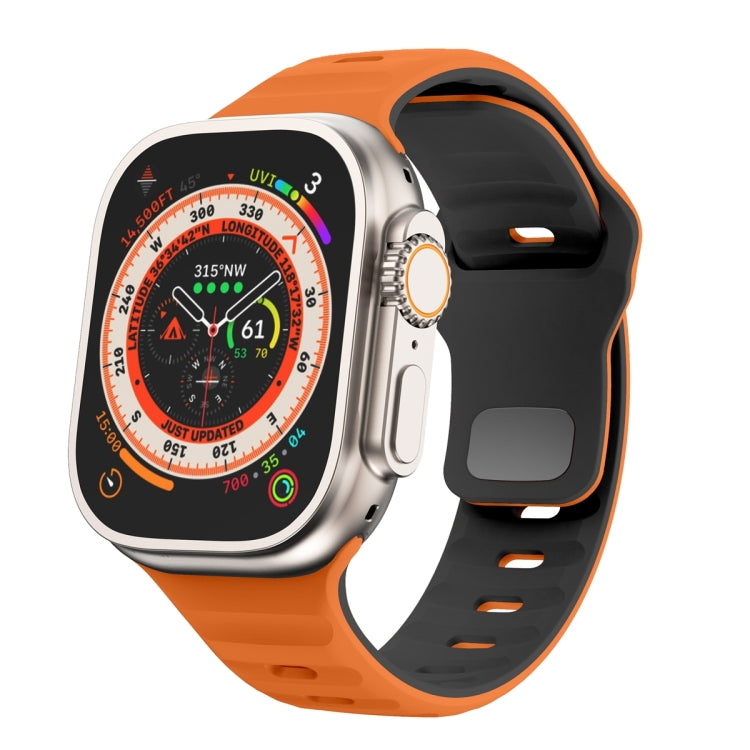 Bracelet de montre en silicone à boucle inversée texture vague, pour Apple Watch Ultra 2 49mm, pour Apple Watch Series 9 45mm, pour Apple Watch Series 9 41mm, pour Apple Watch Ultra 49mm