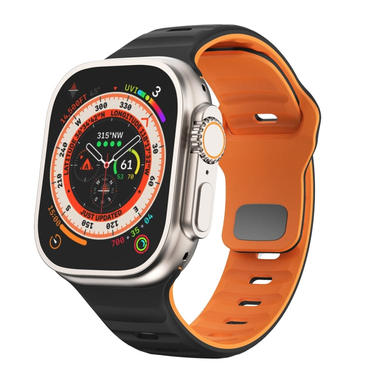 Bracelet de montre en silicone à boucle inversée texture vague, pour Apple Watch Ultra 2 49mm, pour Apple Watch Series 9 45mm, pour Apple Watch Series 9 41mm, pour Apple Watch Ultra 49mm