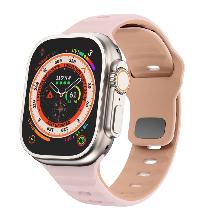 Bracelet de montre en silicone à boucle inversée texture vague, pour Apple Watch Ultra 2 49mm, pour Apple Watch Series 9 45mm, pour Apple Watch Series 9 41mm, pour Apple Watch Ultra 49mm