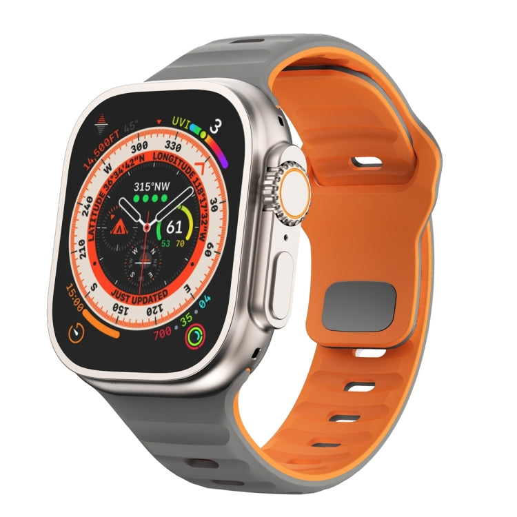 Bracelet de montre en silicone à boucle inversée texture vague, pour Apple Watch Ultra 2 49mm, pour Apple Watch Series 9 45mm, pour Apple Watch Series 9 41mm, pour Apple Watch Ultra 49mm