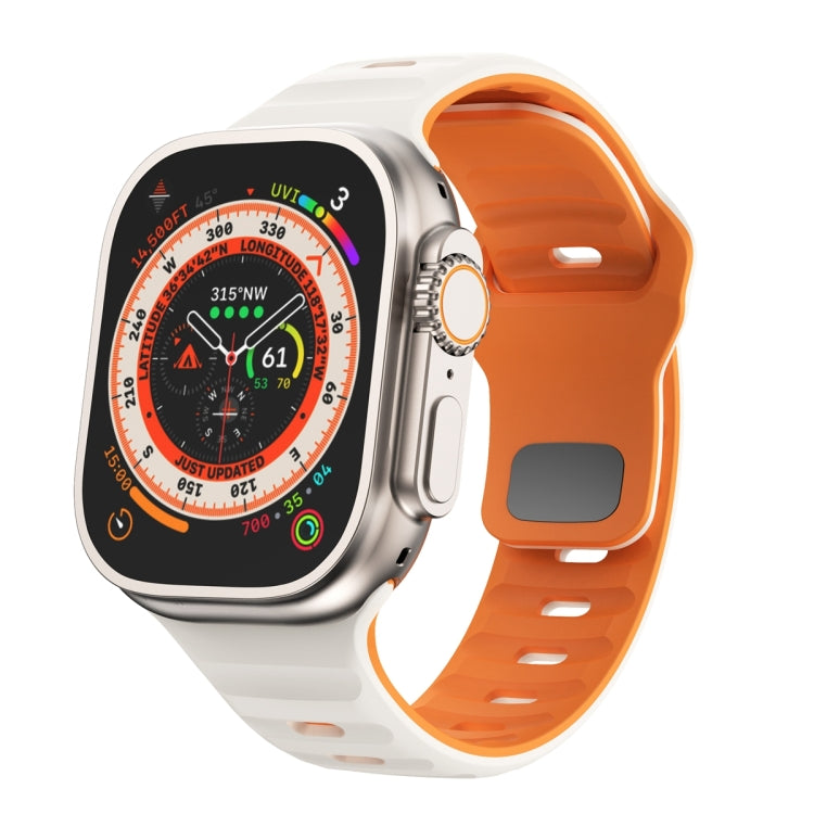 Bracelet de montre en silicone à boucle inversée texture vague, pour Apple Watch Ultra 2 49mm, pour Apple Watch Series 9 45mm, pour Apple Watch Series 9 41mm, pour Apple Watch Ultra 49mm