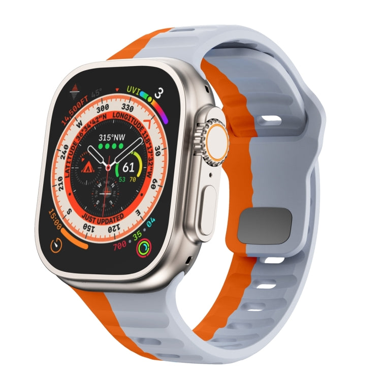 Bracelet de montre en silicone à boucle inversée texture vague, pour Apple Watch Ultra 2 49mm, pour Apple Watch Series 9 45mm, pour Apple Watch Series 9 41mm, pour Apple Watch Ultra 49mm
