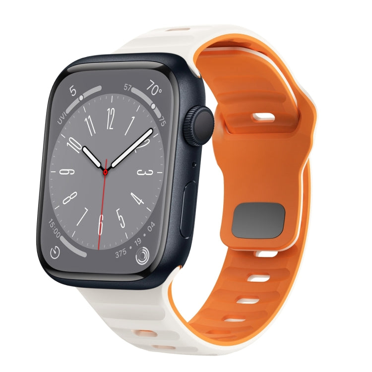 Bracelet de montre en silicone à boucle inversée texture vague, pour Apple Watch Series 8 41mm, pour Apple Watch Series 8 45mm, pour Apple Watch SE 2022 40mm, pour Apple Watch SE 2022 44mm