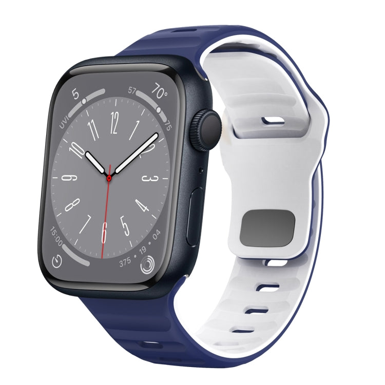 Bracelet de montre en silicone à boucle inversée texture vague, pour Apple Watch Series 8 41mm, pour Apple Watch Series 8 45mm, pour Apple Watch SE 2022 40mm, pour Apple Watch SE 2022 44mm