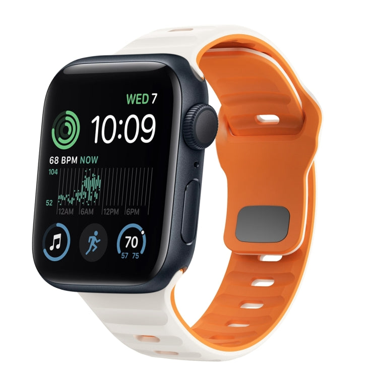 Bracelet de montre en silicone à boucle inversée texture vague, pour Apple Watch Series 8 41mm, pour Apple Watch Series 8 45mm, pour Apple Watch SE 2022 40mm, pour Apple Watch SE 2022 44mm