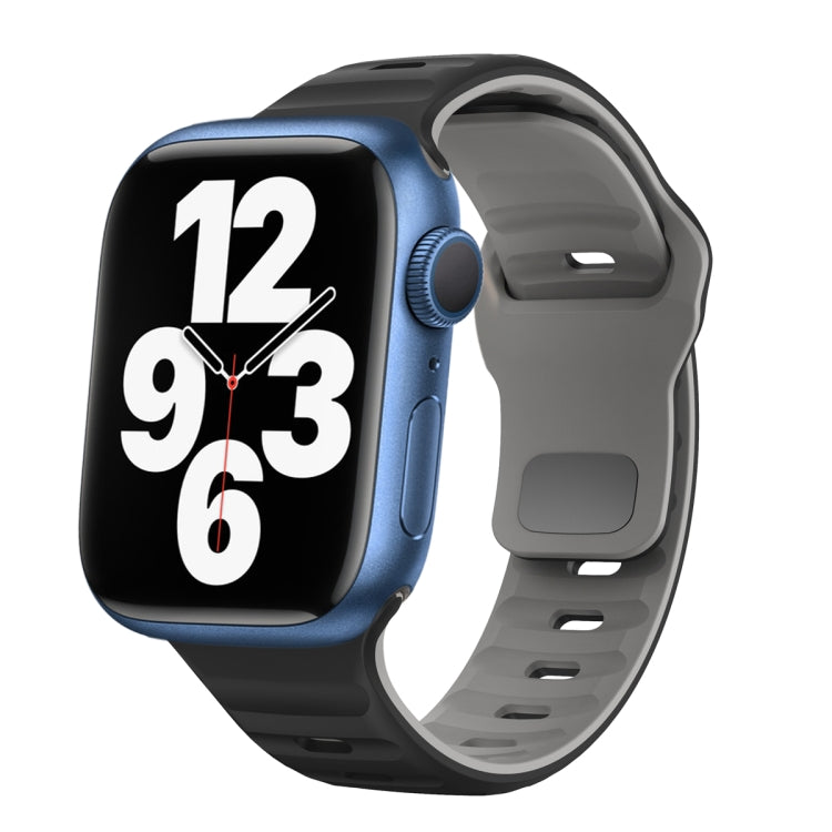 Bracelet de montre en silicone à boucle inversée texture vague, pour Apple Watch Series 7 41mm, pour Apple Watch Series 7 45mm, pour Apple Watch SE 40mm, pour Apple Watch SE 44mm