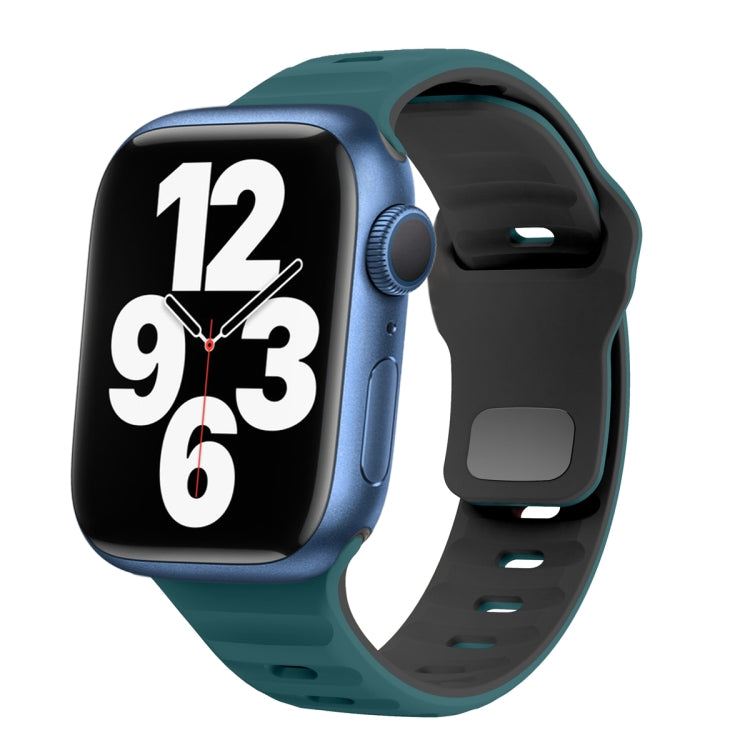Bracelet de montre en silicone à boucle inversée texture vague, pour Apple Watch Series 7 41mm, pour Apple Watch Series 7 45mm, pour Apple Watch SE 40mm, pour Apple Watch SE 44mm